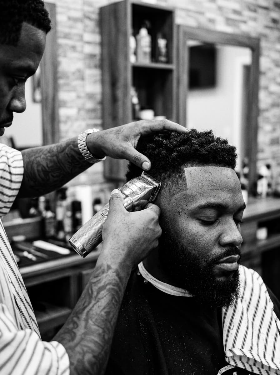 Un barbier de Barber Arena termine un dégradé
